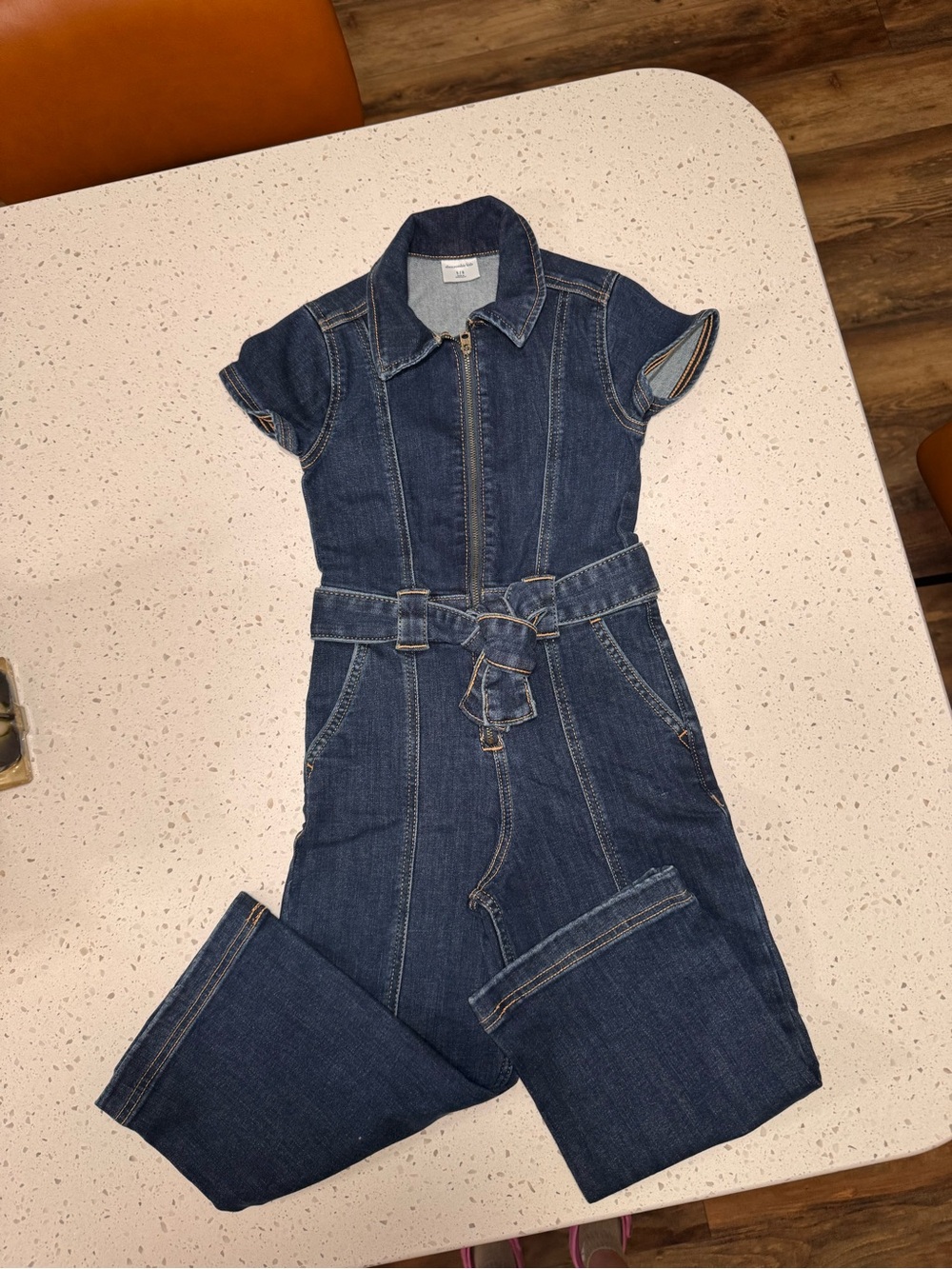 abercrombie kids Dark Blue Denim Short-Sleeve Zip Jumpsuit